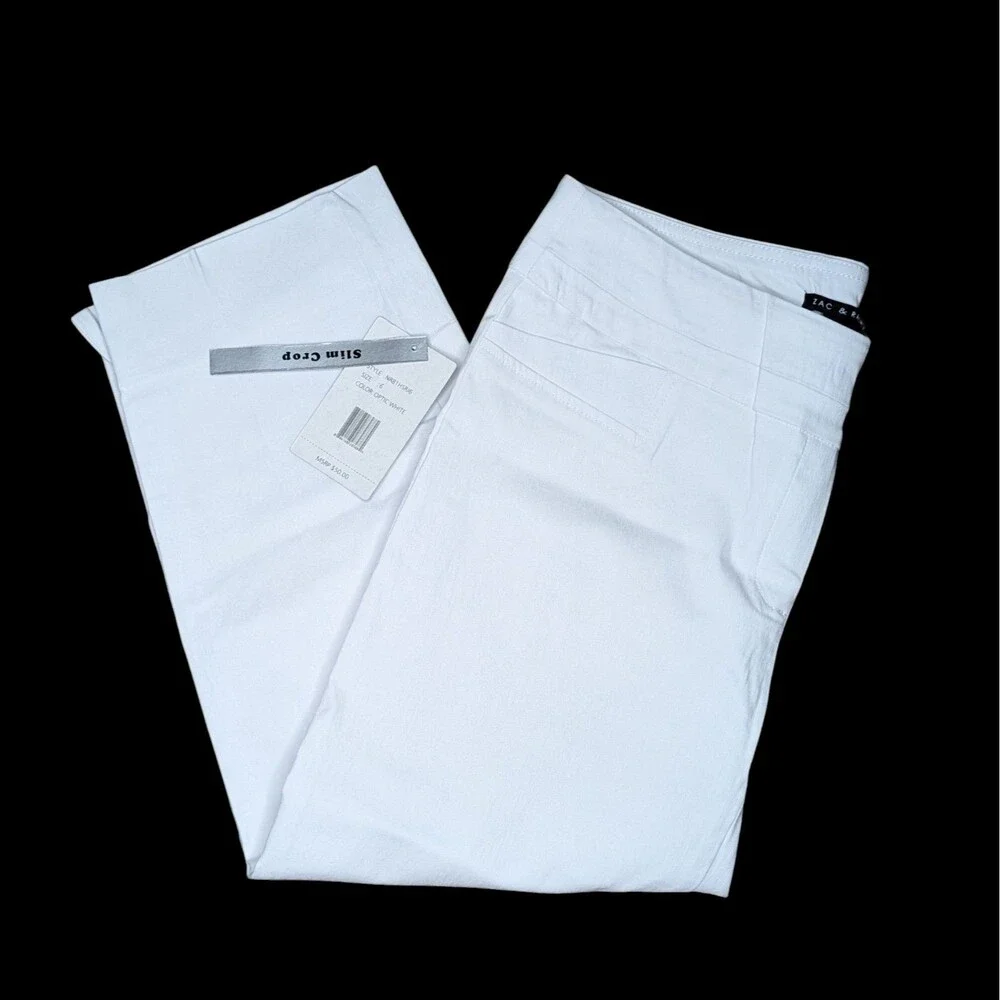 NWT Zac & Rachel Slim Crop Optic White Women's Size 6 Capris - Picture 4 of 6